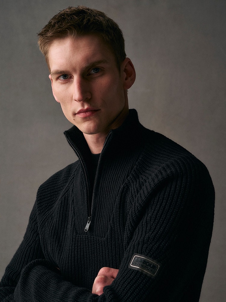 Barbour® International Chester Funnel Quarter Zip Textured Knitted Jumper - Image 2 of 7
