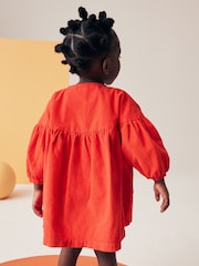Red Corduroy 100% Cotton Button Through Dress (3mths-8yrs) - Image 3 of 7
