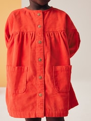 Red Corduroy 100% Cotton Button Through Dress (3mths-8yrs) - Image 4 of 7