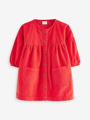 Red Corduroy 100% Cotton Button Through Dress (3mths-8yrs) - Image 5 of 7