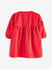 Red Corduroy 100% Cotton Button Through Dress (3mths-8yrs) - Image 6 of 7