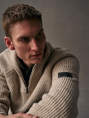 Barbour® International Chester Funnel Quarter Zip Textured Knitted Jumper - Image 3 of 9