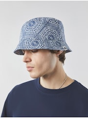 Pretty Green Blue Anaheim Geo Print 100% Cotton Bucket Hat - Image 2 of 4