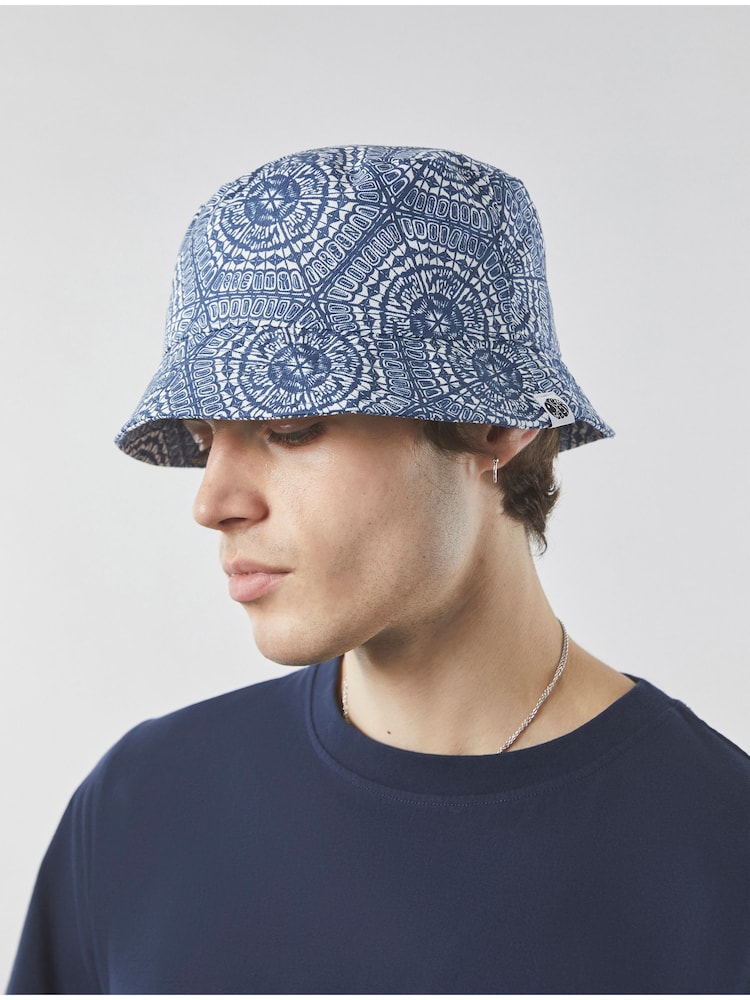 Pretty Green Blue Anaheim Geo Print 100% Cotton Bucket Hat - Image 2 of 4