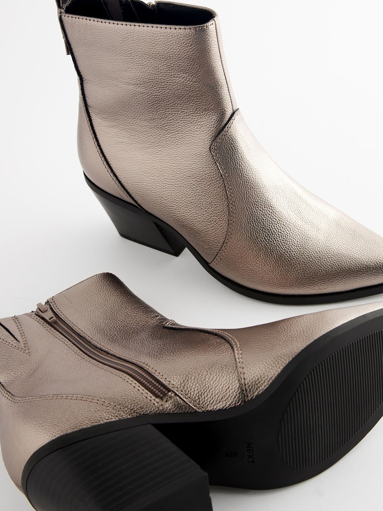 Metallic Standard/Wide Fit Forever Comfort® Cowboy Western Ankle Boots - Image 6 of 7