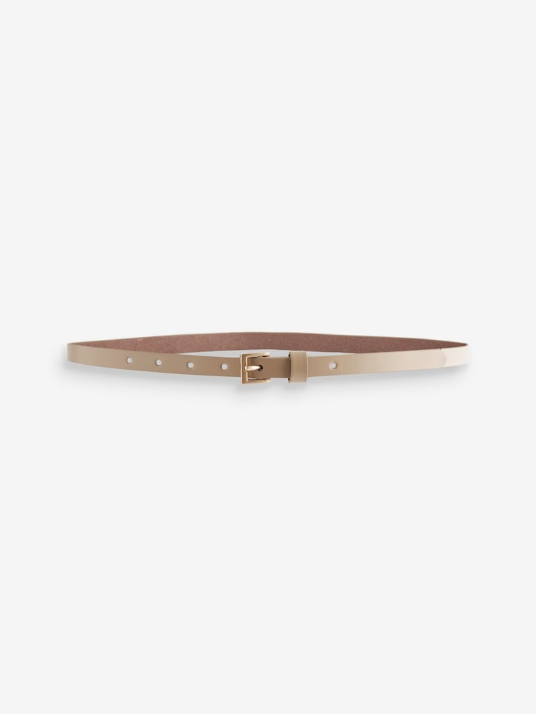 Bone Cream Skinny Leather Belt - Image 3 of 4