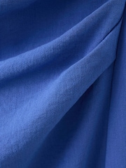 Mango Blue Halter Neck Ruched Midi Dress - Image 6 of 7