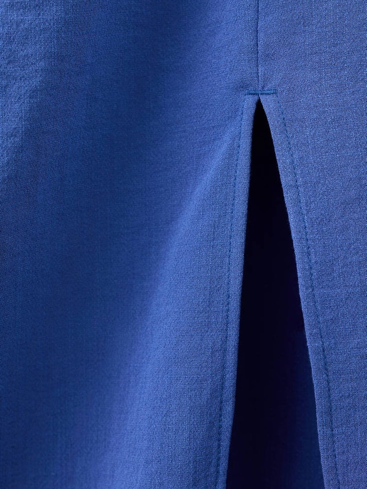 Mango Blue Halter Neck Ruched Midi Dress - Image 7 of 7