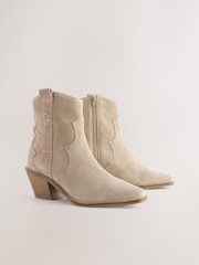 Neutral Standard/Wide Fit Forever Comfort® Leather Ankle Cowboy Boots - Image 3 of 7