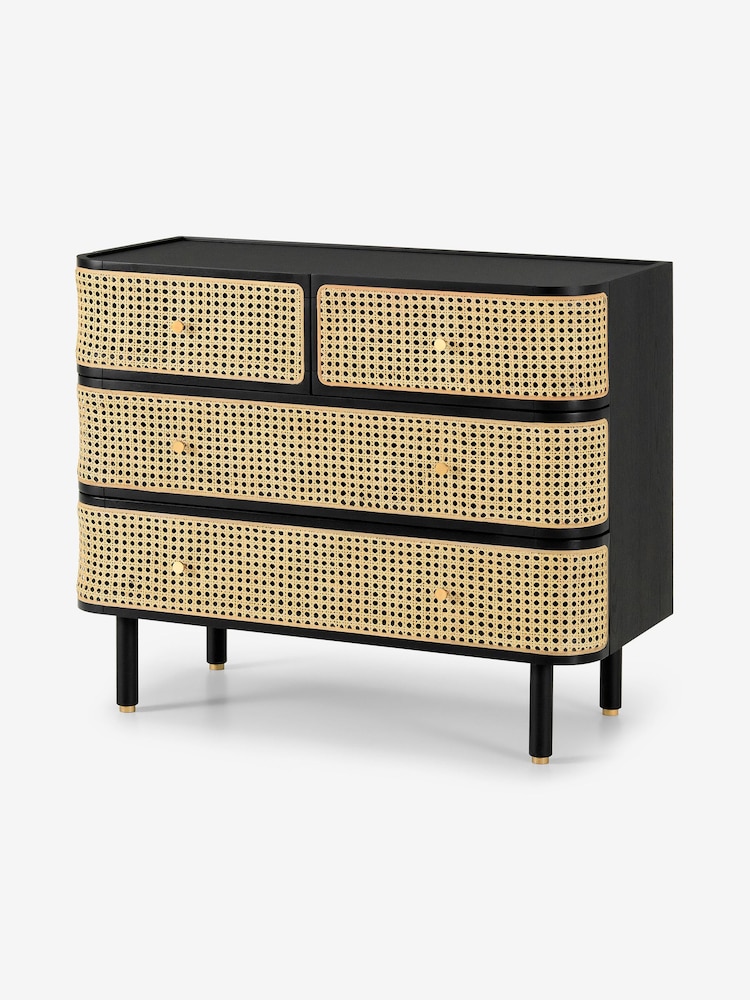 MADE.COM Black Stain Oak and Rattan Ankhara Chest of Drawers - Image 1 of 3