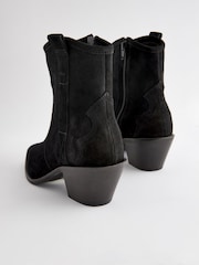 Black Standard/Wide Fit Forever Comfort® Leather Ankle Cowboy Boots - Image 6 of 7