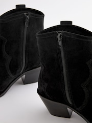 Black Standard/Wide Fit Forever Comfort® Leather Ankle Cowboy Boots - Image 7 of 7
