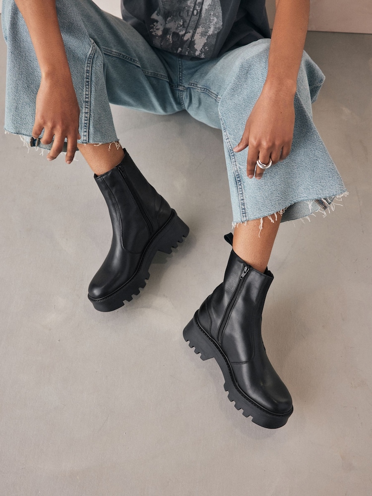 Black Forever Comfort® Leather Chunky Chelsea Boots - Image 2 of 7
