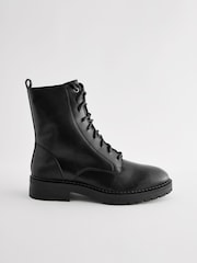 Black Standard/Wide Fit Forever Comfort® Leather Lace-Up Boots - Image 6 of 9