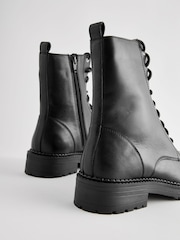 Black Standard/Wide Fit Forever Comfort® Leather Lace-Up Boots - Image 7 of 9