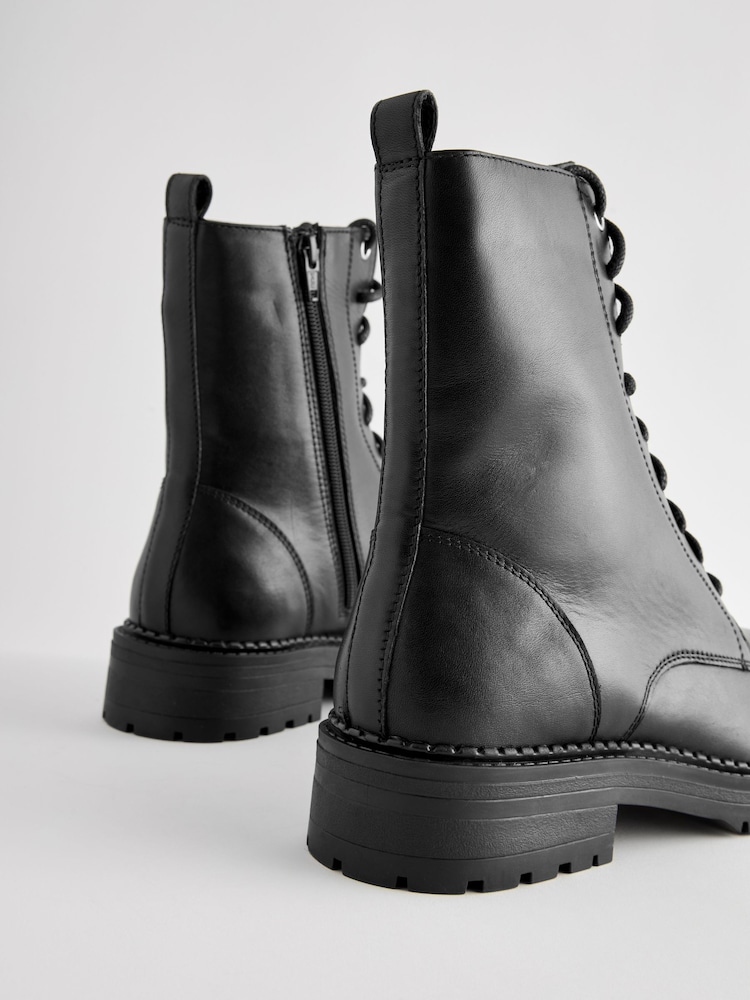 Black Standard/Wide Fit Forever Comfort® Leather Lace-Up Boots - Image 7 of 9