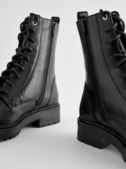 Black Standard/Wide Fit Forever Comfort® Leather Lace-Up Boots - Image 8 of 9