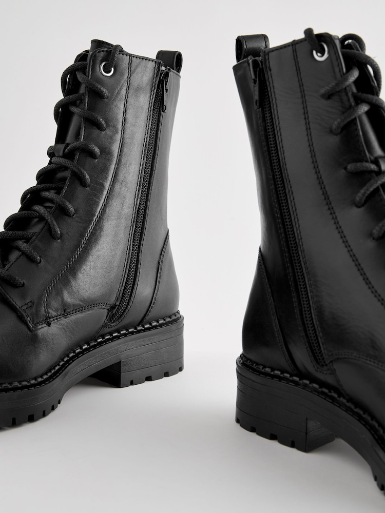 Black Standard/Wide Fit Forever Comfort® Leather Lace-Up Boots - Image 8 of 9