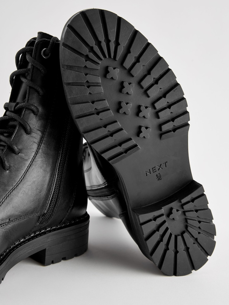 Black Standard/Wide Fit Forever Comfort® Leather Lace-Up Boots - Image 9 of 9