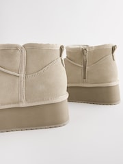 Neutral Shower Repellent Suede Faux Fur Lined Super Platform Boots - Image 11 of 11
