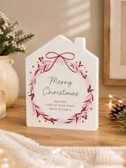 Personalised Wreath Wooden House Ornament by PMC - Larawan 3 ng 3