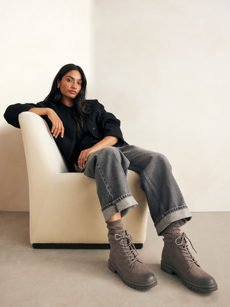 Grey Standard/Wide Fit Forever Comfort® Casual Lace-Up Ankle Boots - Image 2 of 8