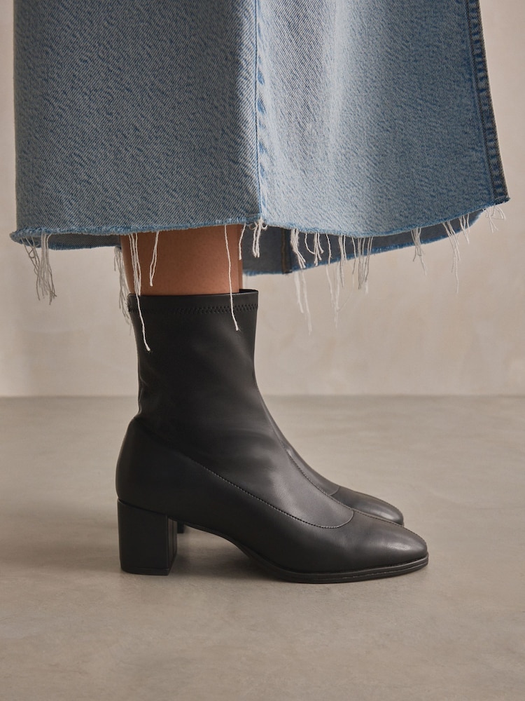 Black Extra Wide Fit Forever Comfort® Ankle Sock Boots - Image 1 of 11