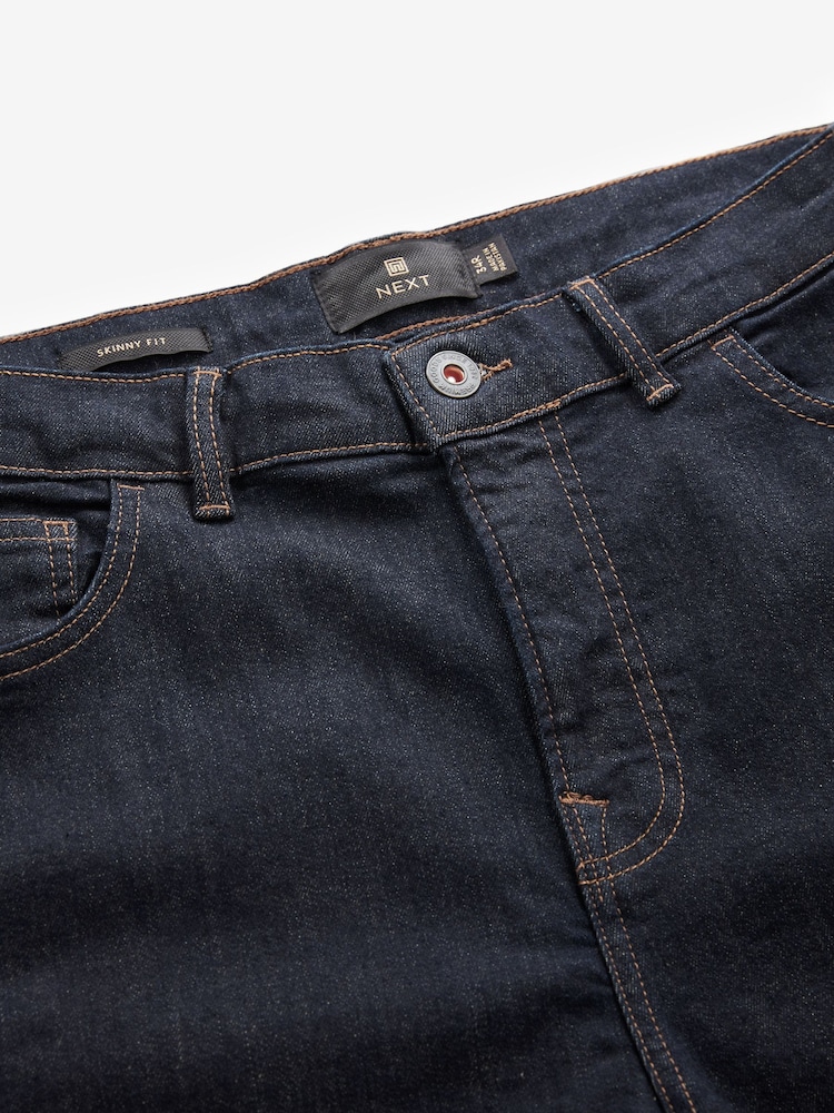 Blue Indigo Rinse Single Skinny Fit Classic Stretch Jeans - Image 7 of 9
