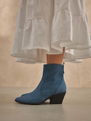 Denim Standard/Wide Fit Forever Comfort® Cowboy Western Ankle Boots - Image 1 of 10