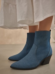 Denim Standard/Wide Fit Forever Comfort® Cowboy Western Ankle Boots - Image 2 of 10