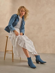 Denim Standard/Wide Fit Forever Comfort® Cowboy Western Ankle Boots - Image 3 of 10