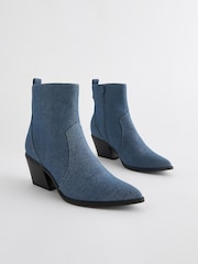 Denim Standard/Wide Fit Forever Comfort® Cowboy Western Ankle Boots - Image 6 of 10
