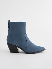 Denim Standard/Wide Fit Forever Comfort® Cowboy Western Ankle Boots - Image 7 of 10