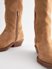 Tan Brown Suede Forever Comfort® Cowboy Boho Knee High Boots - Image 6 of 8