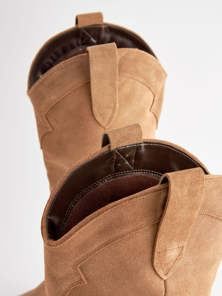 Tan Brown Suede Forever Comfort® Cowboy Boho Knee High Boots - Image 7 of 8