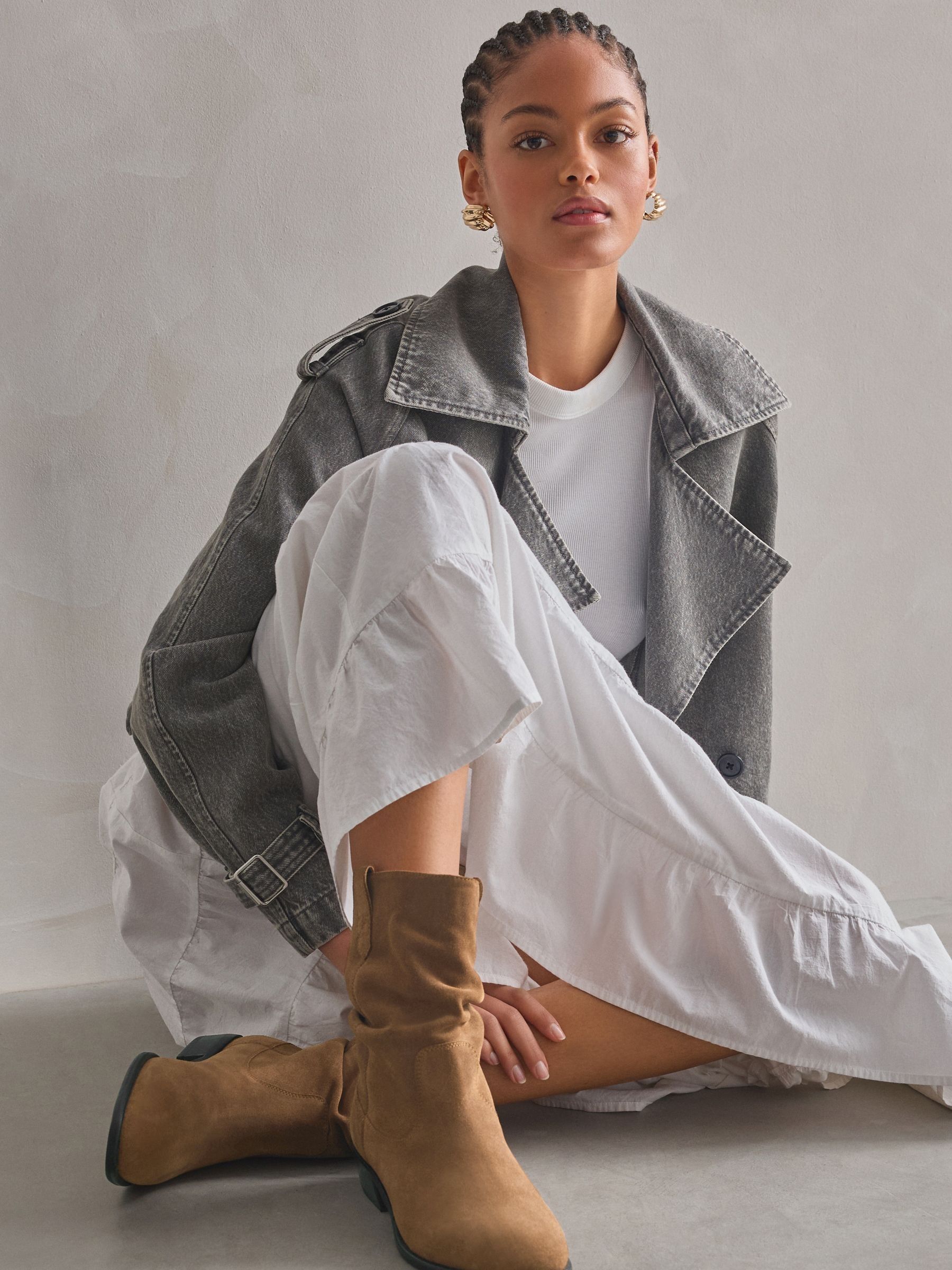Buy Tan Brown Standard Wide Fit Forever Comfort Suede Slouch Ankle Boots from Next Germany