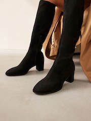 Negru - Forever Comfort ® Șosete Block Knee High Cizme - Image 3 of 7