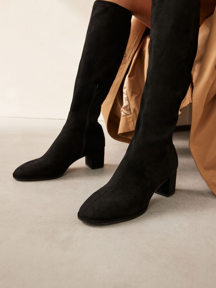 Noir - Forever Comfort® Sock Block Knee High Boots - Image 3 of 7
