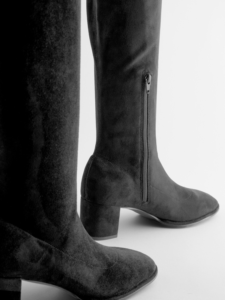 Noir - Forever Comfort® Sock Block Knee High Boots - Image 5 of 7