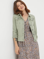 FatFace Tasha Light Green Denim Jacket - Image 1 of 6
