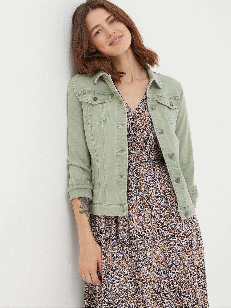 FatFace Tasha Light Green Denim Jacket - Image 1 of 6
