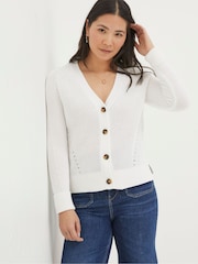 FatFace Lila White Cotton Cardigan - Image 1 of 5