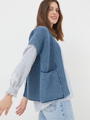 FatFace Blue Eden Knitted Cardigan - Image 3 of 5