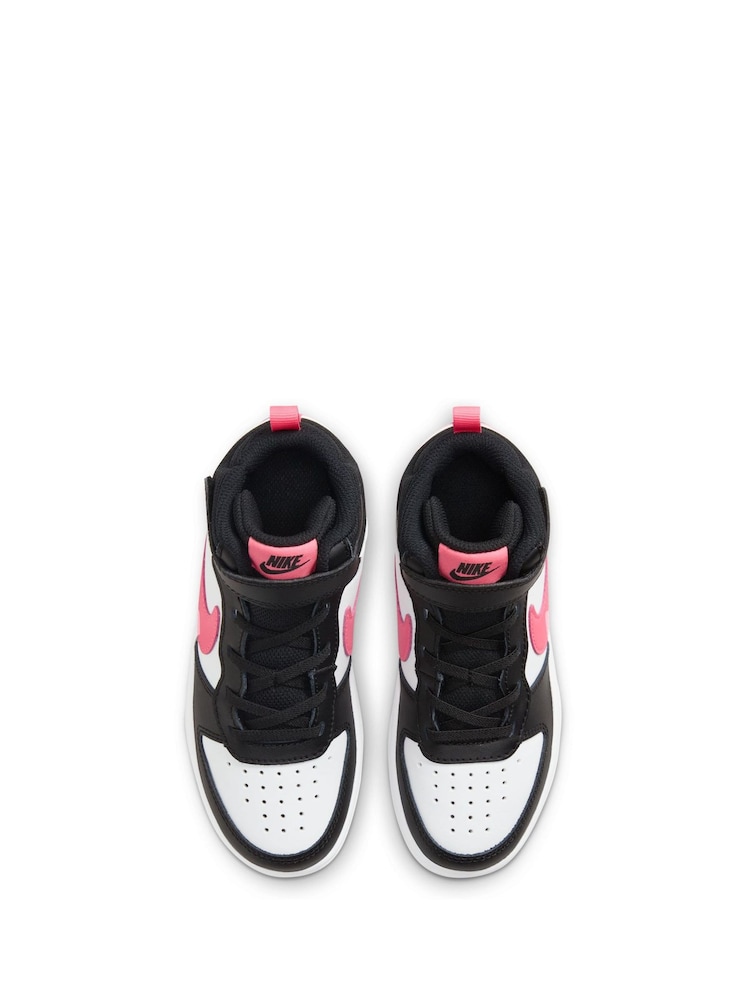 Nike White/Black/Pink Junior Court Borough Mid Trainers - Image 5 of 8