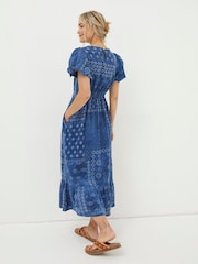FatFace Blue Angie Patchwork Midi Dress - Image 2 of 6