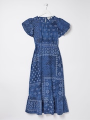 FatFace Blue Angie Patchwork Midi Dress - Image 6 of 6