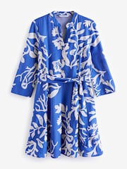 Blue Belted Mini Shirt Dress - Image 5 of 6