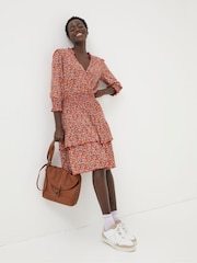 FatFace Red Gradient Floral Jersey Dress - Image 3 of 5