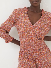 FatFace Red Gradient Floral Jersey Dress - Image 4 of 5