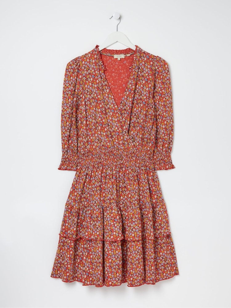 FatFace Red Gradient Floral Jersey Dress - Image 5 of 5